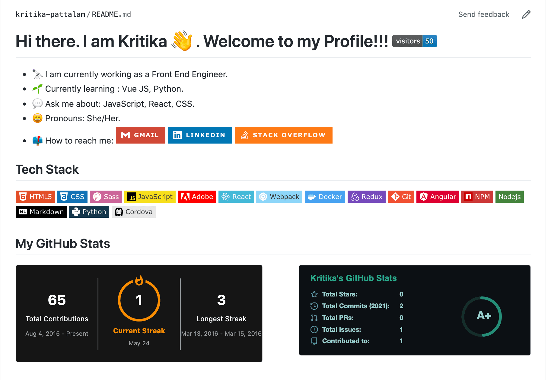 Create a GitHub Profile README.md with widgets